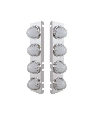 UP34435-SS Front Air Cleaner Bracket With 8X 9 Amber LED Watermelon GloLight & Bezels For Peterbilt-Clear Lens