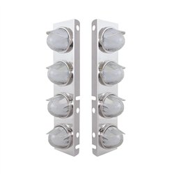UP34437-SS Front Air Cleaner Bracket With 8X 9 Amber LED Watermelon GloLight & Visors For Peterbilt-Clear Lens