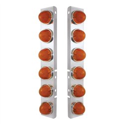 UP34438-SS Front Air Cleaner Bracket With 12X 9 Amber LED Dual Function Watermelon GloLight For Peterbilt-Amber Lens