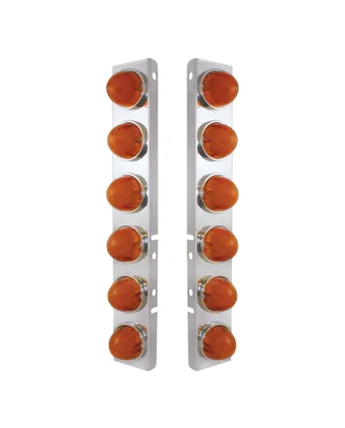 UP34438-SS Front Air Cleaner Bracket With 12X 9 Amber LED Dual Function Watermelon GloLight For Peterbilt-Amber Lens