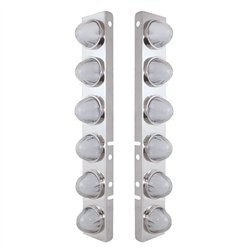 UP34439-SS Front Air Cleaner Bracket With 12X 9 Amber LED Dual Function Watermelon GloLight For Peterbilt-Clear Lens