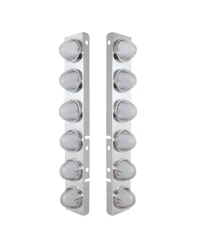 UP34439-SS Front Air Cleaner Bracket With 12X 9 Amber LED Dual Function Watermelon GloLight For Peterbilt-Clear Lens