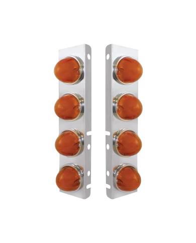(2/BULK) S.S PETERBILT FRONT AIR CLEANER BRACKET W/EIGHT 9 LED "GLO" WATERMELON LIGHT - AMBER LED / AMBER LENS (2/BULK) S.S PETERBILT FRONT AIR CLEANER BRACKET W/EIGHT 9 LED "GLO" WATERMELON LIGHT - AMBER LED / AMBER LENS