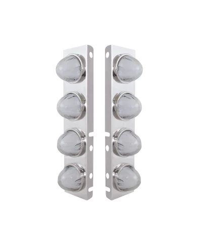 (2/BULK) S.S PETERBILT FRONT AIR CLEANER BRACKET W/EIGHT 9 LED "GLO" WATERMELON LIGHT - AMBER LED / CLEAR LENS (2/BULK) S.S PETERBILT FRONT AIR CLEANER BRACKET W/EIGHT 9 LED "GLO" WATERMELON LIGHT - AMBER LED / CLEAR LENS