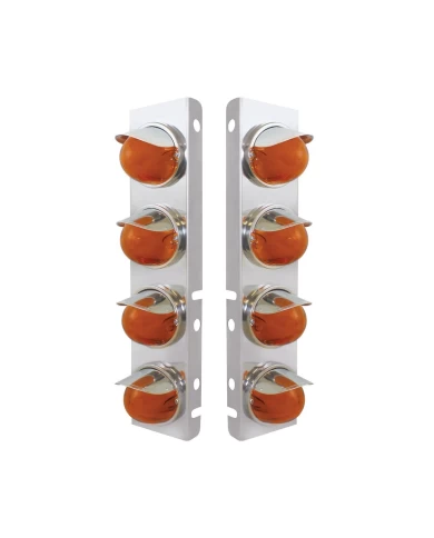 (2/BULK) S.S PETERBILT FRONT AIR CLEANER BRACKET W/EIGHT 9 LED "GLO" WATERMELON LIGHT WITH VISOR - AMBER LED / AMBER LENS (2/BULK) S.S PETERBILT FRONT AIR CLEANER BRACKET W/EIGHT 9 LED "GLO" WATERMELON LIGHT WITH VISOR - AMBER LED / AMBER LENS