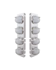 (2/BULK) S.S PETERBILT FRONT AIR CLEANER BRACKET W/EIGHT 9 LED "GLO" WATERMELON LIGHT WITH VISOR - AMBER LED / CLEAR LENS