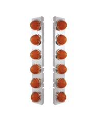 (2/BULK) S.S PETERBILT FRONT AIR CLEANER BRACKET W/TWELVE 9 LED "GLO" WATERMELON LIGHT - AMBER LED / AMBER LENS