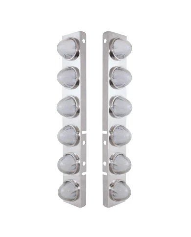 (2/BULK) S.S PETERBILT FRONT AIR CLEANER BRACKET W/TWELVE 9 LED "GLO" WATERMELON LIGHT - AMBER LED / CLEAR LENS (2/BULK) S.S PETERBILT FRONT AIR CLEANER BRACKET W/TWELVE 9 LED "GLO" WATERMELON LIGHT - AMBER LED / CLEAR LENS