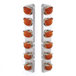 UP34440-SS Front Air Cleaner Brkt With 12X 9 Amber Hi/Lo LED Watermelon GloLight & Visors For Peterbilt-Amber Lens