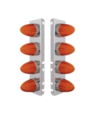 (2/BULK) S.S PETERBILT FRONT AIR CLEANER BRACKET W/EIGHT 9 LED "GLO" WATERMELON LIGHT - AMBER LED / AMBER LENS