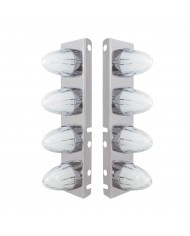 (2/BULK) S.S PETERBILT FRONT AIR CLEANER BRACKET W/EIGHT 9 LED "GLO" WATERMELON LIGHT - AMBER LED / CLEAR LENS