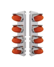 (2/BULK) S.S PETERBILT FRONT AIR CLEANER BRACKET W/EIGHT 9 LED "GLO" WATERMELON LIGHT WITH VISOR - AMBER LED / AMBER LENS