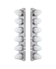 (2/BULK) S.S PETERBILT FRONT AIR CLEANER BRACKET W/TWELVE 9 LED "GLO" WATERMELON LIGHT - AMBER LED / CLEAR LENS