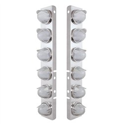 UP34441-SS Front Air Cleaner Brkt With 12X 9 Amber Hi/Lo LED Watermelon GloLight & Visors For Peterbilt-Clear Lens