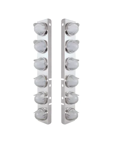 UP34441-SS Front Air Cleaner Brkt With 12X 9 Amber Hi/Lo LED Watermelon GloLight & Visors For Peterbilt-Clear Lens