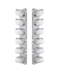 (2/BULK) S.S PETERBILT FRONT AIR CLEANER BRACKET W/TWELVE 9 LED "GLO" WATERMELON LIGHT WITH VISOR - AMBER LED / CLEAR LENS