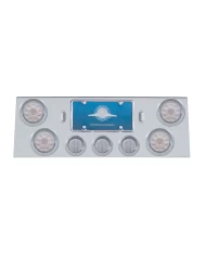 (BULK) S.S. REAR CENTER LT PANEL W/ FOUR 10 LED 4" & THREE 13 LED 2 1/2" FLAT LT W/ VISOR - RED LED/CLEAR LENS (BULK) S.S. REAR CENTER LT PANEL W/ FOUR 10 LED 4" & THREE 13 LED 2 1/2" FLAT LT W/ VISOR - RED LED/CLEAR LENS