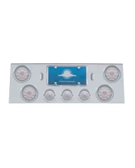 (BULK) S.S. REAR CENTER LT PANEL W/ FOUR 10 LED 4" & THREE 13 LED 2 1/2" BHIVE LT W/ VISOR - RED LED/CLEAR LENS (BULK) S.S. REAR CENTER LT PANEL W/ FOUR 10 LED 4" & THREE 13 LED 2 1/2" BHIVE LT W/ VISOR - RED LED/CLEAR LENS