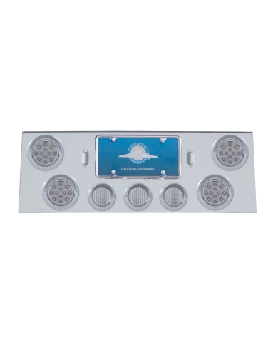 (BULK) S.S. REAR CENTER LT PANEL W/ FOUR 12 LED 4" & THREE 13 LED 2 1/2" FLAT LT W/ VISOR - RED LED/CLEAR LENS (BULK) S.S. REAR CENTER LT PANEL W/ FOUR 12 LED 4" & THREE 13 LED 2 1/2" FLAT LT W/ VISOR - RED LED/CLEAR LENS