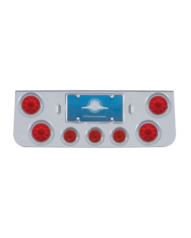 (BULK) CR. REAR CENTER LT PANEL W/ FOUR 10 LED 4" & THREE 13 LED 2 1/2" FLAT LT W/ VISOR - RED LED/RED LENS (BULK) CR. REAR CENTER LT PANEL W/ FOUR 10 LED 4" & THREE 13 LED 2 1/2" FLAT LT W/ VISOR - RED LED/RED LENS