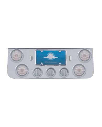 (BULK) CR. REAR CENTER LT PANEL W/ FOUR 10 LED 4" & THREE 13 LED 2 1/2" FLAT LT W/ VISOR - RED LED/CLEAR LENS (BULK) CR. REAR CENTER LT PANEL W/ FOUR 10 LED 4" & THREE 13 LED 2 1/2" FLAT LT W/ VISOR - RED LED/CLEAR LENS