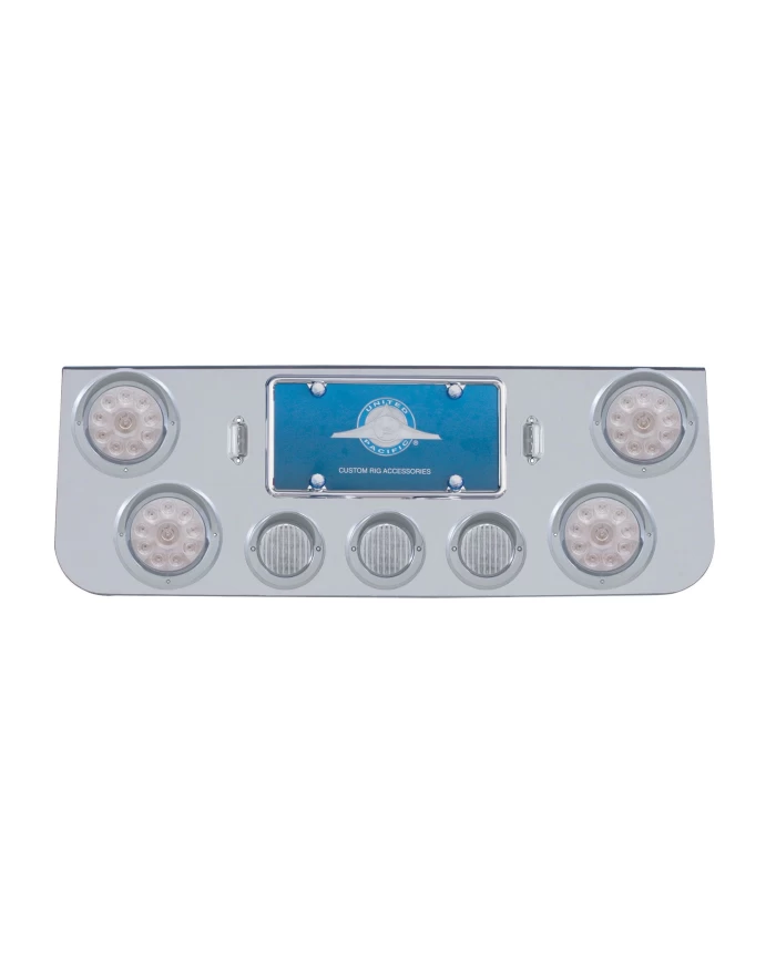 (BULK) CR. REAR CENTER LT PANEL W/ FOUR 10 LED 4" & THREE 13 LED 2 1/2" FLAT LT W/ VISOR - RED LED/CLEAR LENS (BULK) CR. REAR CENTER LT PANEL W/ FOUR 10 LED 4" & THREE 13 LED 2 1/2" FLAT LT W/ VISOR - RED LED/CLEAR LENS