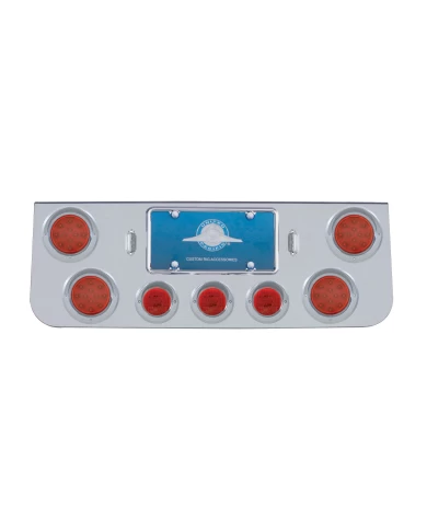 (BULK) CR. REAR CENTER LT PANEL W/ FOUR 12 LED 4" & THREE 13 LED 2 1/2" FLAT LT W/ VISOR - RED LED/RED LENS (BULK) CR. REAR CENTER LT PANEL W/ FOUR 12 LED 4" & THREE 13 LED 2 1/2" FLAT LT W/ VISOR - RED LED/RED LENS
