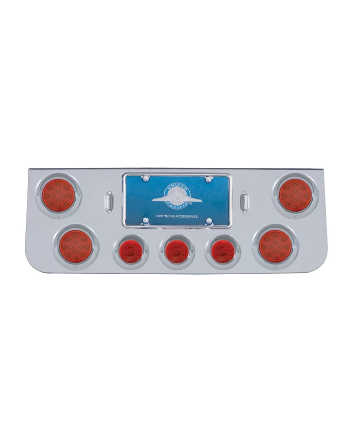 (BULK) CR. REAR CENTER LT PANEL W/ FOUR 12 LED 4" & THREE 13 LED 2 1/2" FLAT LT W/ VISOR - RED LED/RED LENS