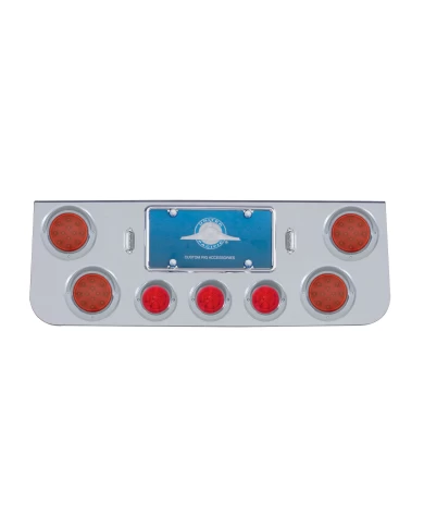 (BULK) CR. REAR CENTER LT PANEL W/ FOUR 12 LED 4" & THREE 13 LED 2 1/2" BEEHIVE LT W/ VISOR - RED LED/RED LENS (BULK) CR. REAR CENTER LT PANEL W/ FOUR 12 LED 4" & THREE 13 LED 2 1/2" BEEHIVE LT W/ VISOR - RED LED/RED LENS
