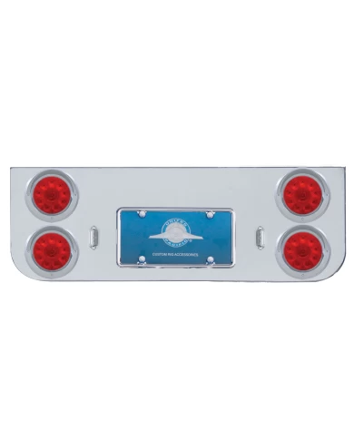(BULK) CHROME REAR CENTER LIGHT PANEL W/ FOUR 10 RED LED 4" LIGHT W/ VISOR - RED LENS (BULK) CHROME REAR CENTER LIGHT PANEL W/ FOUR 10 RED LED 4" LIGHT W/ VISOR - RED LENS