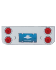 (BULK) CHROME REAR CENTER LIGHT PANEL W/ FOUR 10 RED LED 4" LIGHT W/ VISOR - RED LENS