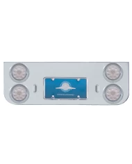 (BULK) CHROME REAR CENTER LIGHT PANEL W/ FOUR 10 RED LED 4" LIGHT W/ VISOR - CLEAR LENS