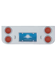 (BULK) CHROME REAR CENTER LIGHT PANEL W/ FOUR 12 RED LED 4" LIGHT W/ VISOR - RED LENS