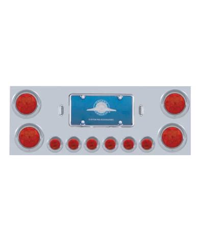 (CBOX) S.S. REAR CENTER LIGHT PANEL W/ FOUR 7 LED 4" & SIX 9 LED 2" FLAT LIGHT W/ VISOR - RED LED/RED LENS (CBOX) S.S. REAR CENTER LIGHT PANEL W/ FOUR 7 LED 4" & SIX 9 LED 2" FLAT LIGHT W/ VISOR - RED LED/RED LENS