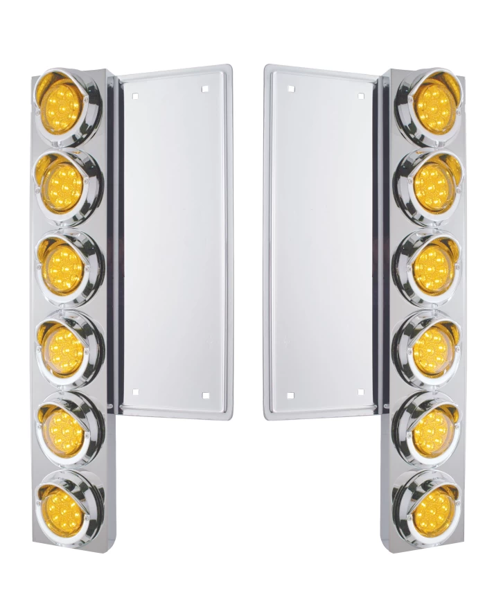 (2/BULK) S.S. FL 12 LED CUTOUT FRONT AIR CLEANER BRACKET W/ 9 AMBER LED 2" C/M REFLECTOR LIGHT W/ VISOR - AMBER LENS (2/BULK) S.S. FL 12 LED CUTOUT FRONT AIR CLEANER BRACKET W/ 9 AMBER LED 2" C/M REFLECTOR LIGHT W/ VISOR - AMBER LENS