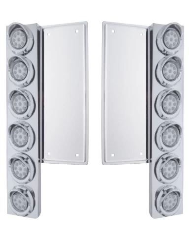 (2/BULK) S.S. FL 12 LED CUTOUT FRONT AIR CLEANER BRACKET W/ 9 AMBER LED 2" C/M REFLECTOR LIGHT W/ VISOR - CLEAR LENS (2/BULK) S.S. FL 12 LED CUTOUT FRONT AIR CLEANER BRACKET W/ 9 AMBER LED 2" C/M REFLECTOR LIGHT W/ VISOR - CLEAR LENS