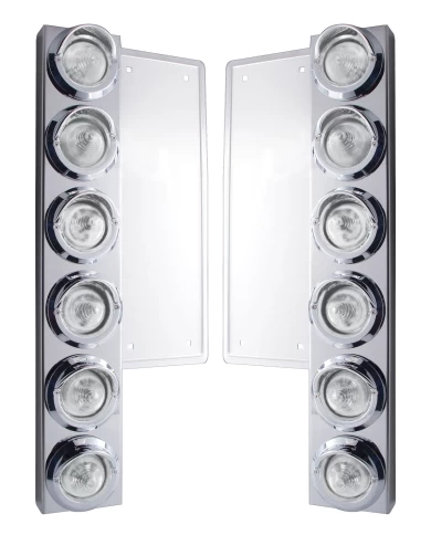 (2/BULK) S.S. FL 12 LED CUTOUT FRONT AIR CLEANER BRACKET W/ 9 AMBER LED 2" BEEHIVE MARKER LT W/ VISOR - CLEAR LENS (2/BULK) S.S. FL 12 LED CUTOUT FRONT AIR CLEANER BRACKET W/ 9 AMBER LED 2" BEEHIVE MARKER LT W/ VISOR - CLEAR LENS