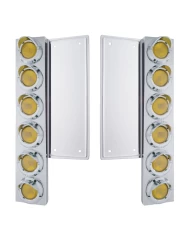 (2/BULK) S.S. FL 12 LED CUTOUT FRONT AIR CLEANER BRACKET W/ 2" INCANDESCENT FLAT LIGHT & CR. PL. VISOR (2/BULK) S.S. FL 12 LED CUTOUT FRONT AIR CLEANER BRACKET W/ 2" INCANDESCENT FLAT LIGHT & CR. PL. VISOR