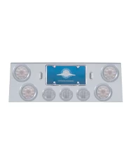 (BULK) S.S. REAR CENTER LT PANEL W/ FOUR 10 LED 4" & THREE 13 LED 2 1/2" FLAT LT W/ BEZEL - RED LED/CLEAR LENS (BULK) S.S. REAR CENTER LT PANEL W/ FOUR 10 LED 4" & THREE 13 LED 2 1/2" FLAT LT W/ BEZEL - RED LED/CLEAR LENS
