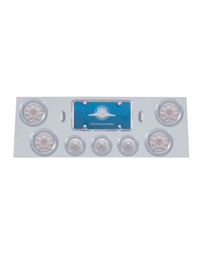 (BULK) S.S. REAR CENTER LT PANEL W/ FOUR 10 LED 4" & THREE 13 LED 2 1/2" BHIVE LT W/ BEZEL - RED LED/CLEAR LENS (BULK) S.S. REAR CENTER LT PANEL W/ FOUR 10 LED 4" & THREE 13 LED 2 1/2" BHIVE LT W/ BEZEL - RED LED/CLEAR LENS