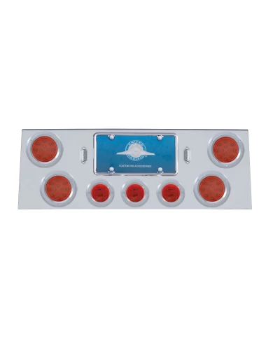 (BULK) S.S. REAR CENTER LT PANEL W/ FOUR 12 LED 4" & THREE 13 LED 2 1/2" FLAT LT W/ BEZEL - RED LED/RED LENS (BULK) S.S. REAR CENTER LT PANEL W/ FOUR 12 LED 4" & THREE 13 LED 2 1/2" FLAT LT W/ BEZEL - RED LED/RED LENS