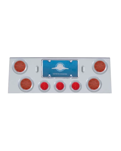 (BULK) S.S. REAR CENTER LT PANEL W/ FOUR 12 LED 4" & THREE 13 LED 2 1/2" BEEHIVE LT W/ BEZEL - RED LED/RED LENS (BULK) S.S. REAR CENTER LT PANEL W/ FOUR 12 LED 4" & THREE 13 LED 2 1/2" BEEHIVE LT W/ BEZEL - RED LED/RED LENS