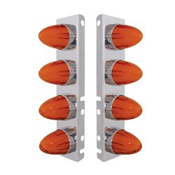 UP34454-SS Front Air Cleaner Bracket With 8X 9 Amber LED Dual Function Watermelon GloLight For Peterbilt-Amber Lens