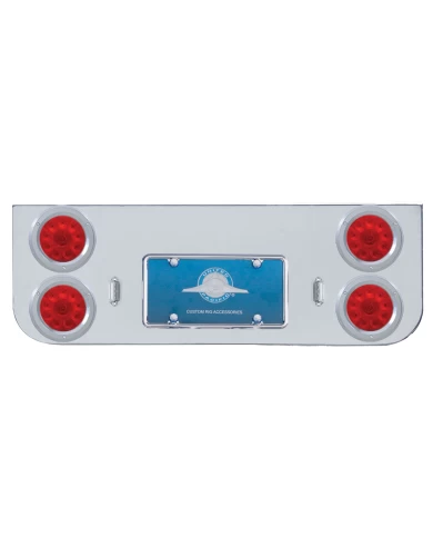 (BULK) CHROME REAR CENTER LIGHT PANEL W/ FOUR 10 RED LED 4" LIGHT W/ BEZEL - RED LENS (BULK) CHROME REAR CENTER LIGHT PANEL W/ FOUR 10 RED LED 4" LIGHT W/ BEZEL - RED LENS