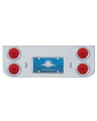 (BULK) CHROME REAR CENTER LIGHT PANEL W/ FOUR 10 RED LED 4" LIGHT W/ BEZEL - RED LENS