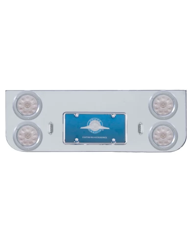 (BULK) CHROME REAR CENTER LIGHT PANEL W/ FOUR 10 RED LED 4" LIGHT W/ BEZEL - CLEAR LENS (BULK) CHROME REAR CENTER LIGHT PANEL W/ FOUR 10 RED LED 4" LIGHT W/ BEZEL - CLEAR LENS