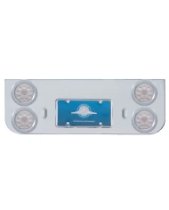 (BULK) CHROME REAR CENTER LIGHT PANEL W/ FOUR 10 RED LED 4" LIGHT W/ BEZEL - CLEAR LENS