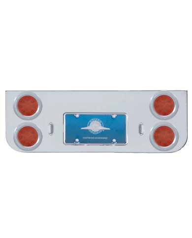 (BULK) CHROME REAR CENTER LIGHT PANEL W/ FOUR 12 RED LED 4" LIGHT W/ BEZEL - RED LENS (BULK) CHROME REAR CENTER LIGHT PANEL W/ FOUR 12 RED LED 4" LIGHT W/ BEZEL - RED LENS