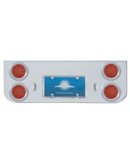 (BULK) CHROME REAR CENTER LIGHT PANEL W/ FOUR 12 RED LED 4" LIGHT W/ BEZEL - RED LENS