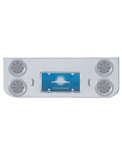 (BULK) CHROME REAR CENTER LIGHT PANEL W/ FOUR 12 RED LED 4" LIGHT W/ BEZEL - CLEAR LENS (BULK) CHROME REAR CENTER LIGHT PANEL W/ FOUR 12 RED LED 4" LIGHT W/ BEZEL - CLEAR LENS